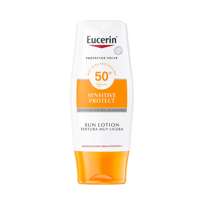 Eucerin Sun Lotion SPF 50 150 ml es una loción solar que proporciona una alta protección contra los rayos UVA y UVB.