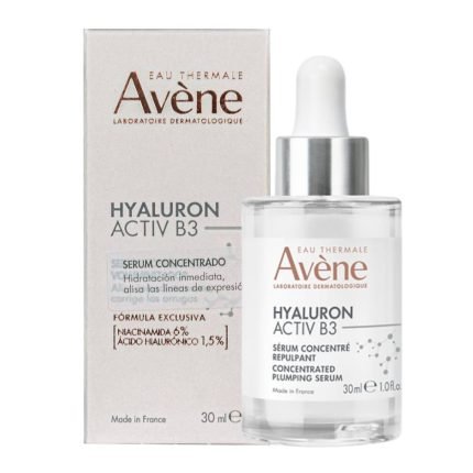 Hyaluron Act B3 Serum 30ml (Avene) es un sérum concentrado en ácido hialurónico puro (1,5 %) y niacinamida (6 %) actúa sobre la causa del envejecimiento. Piel más firme, menos arrugas.