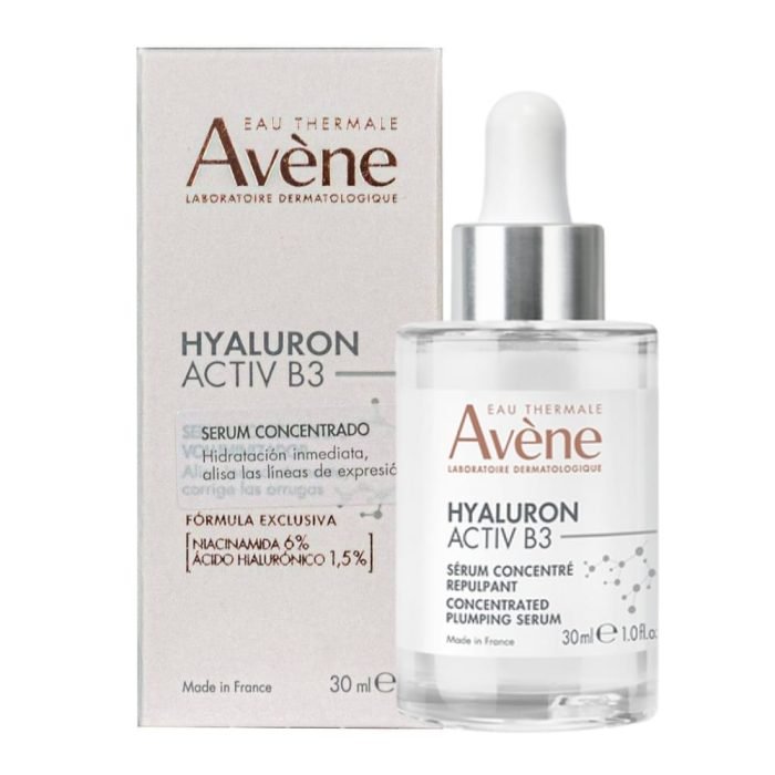 Hyaluron Act B3 Serum 30ml (Avene) es un sérum concentrado en ácido hialurónico puro (1,5 %) y niacinamida (6 %) actúa sobre la causa del envejecimiento. Piel más firme, menos arrugas.