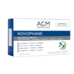 Novophane 60 Capsulas suplemento alimenticio, auxiliar en la caída del cabello a causa de alopecia, efluvio telógeno, alteraciones en la calidad del cabello, mejora, refuerza, protege y estimula microcirculación.