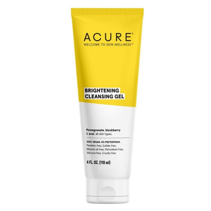 Brightening Cleansing Gel 118ml (GVI Acure), limpiador súper suave y lleno de nutrientes que remueve la suciedad, grasa y maquillaje.