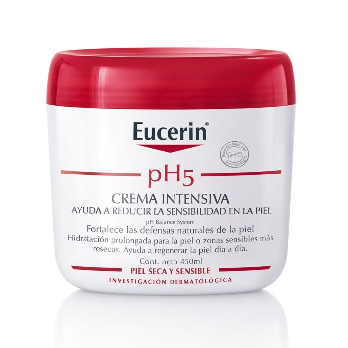Crema Intensiva para hidratar de forma duradera la piel sensible. Enriquecida con un 5% de Dexpantenol, su fórmula hidrata naturalmente la piel.