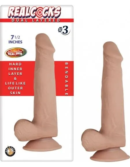 Dildo Nasstoy Realcocks #3 Dual Layered 7.5 Con Ventosa Beige