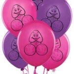 Globos rosados y púrpuras Silly Pecker Face