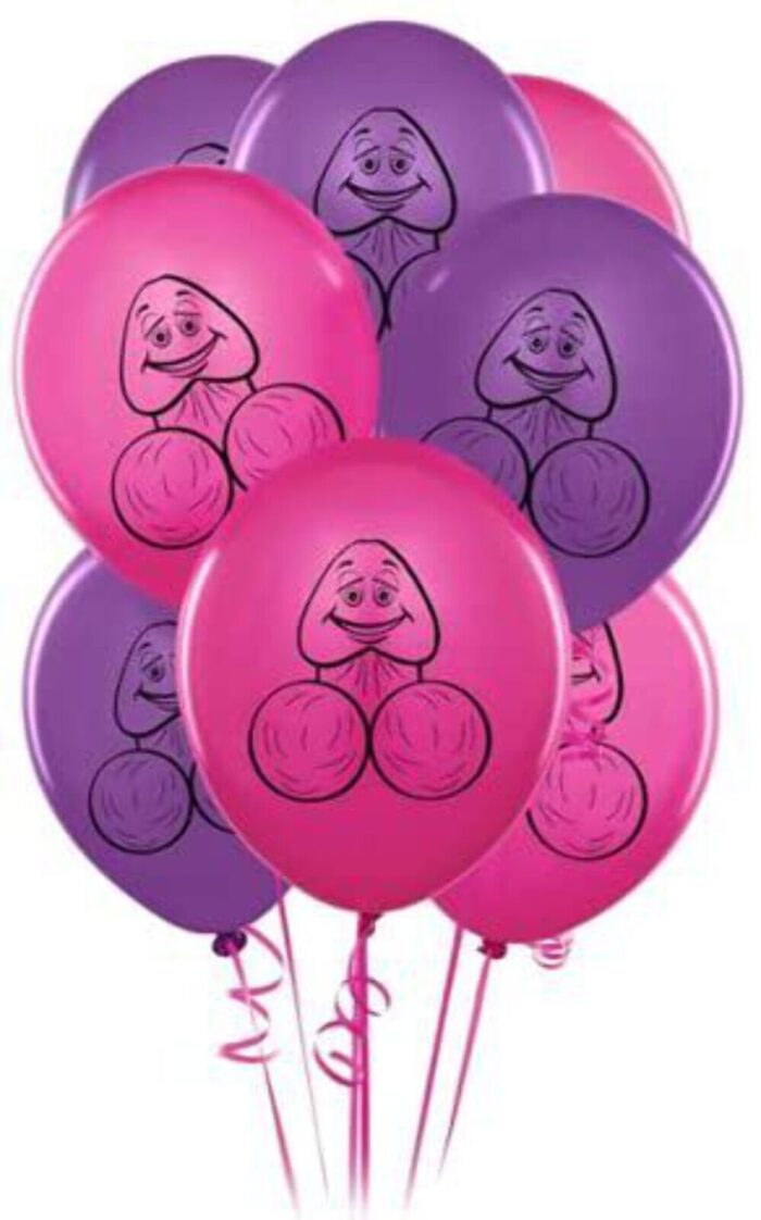Globos rosados y púrpuras Silly Pecker Face