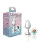 Plug Anal Cheeky Charms Medium-Silver Metal Butt Plug-Light Up