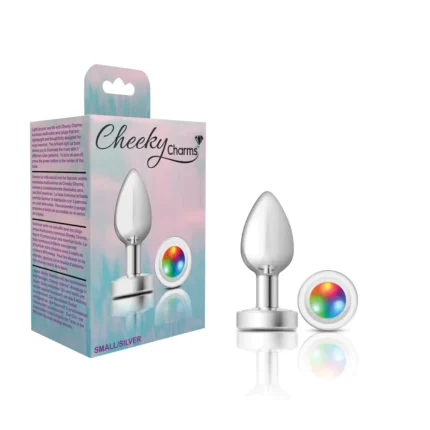 Plug Anal Cheeky Charms Medium-Silver Metal Butt Plug-Light Up