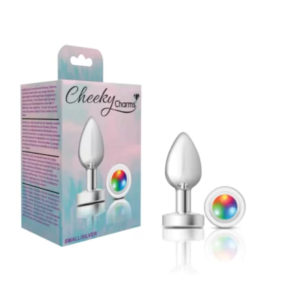 Plug Anal Cheeky Charms Medium-Silver Metal Butt Plug-Light Up