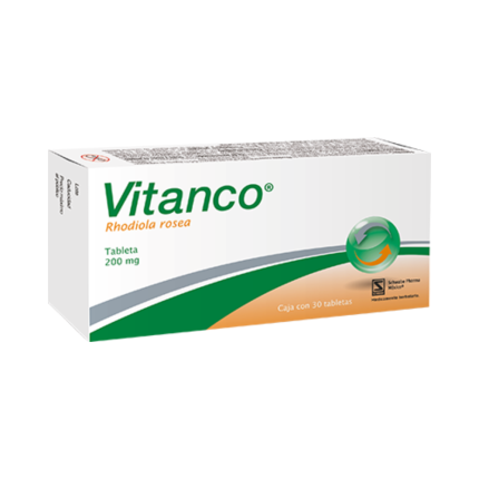 Vitanco 200mg 30tabs es un medicamento tradicional a base de plantas usado para el alivio temporal de los síntomas asociados al estrés, tales como fatiga y sensación de debilidad. Basado exclusivamente en su uso tradicional.