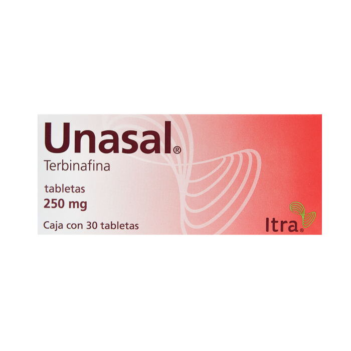 unasal-250-mg-30-tabletas Unasal 250mg 30 tabs tratamiento de Onicomicosis, Dermatomicosis con tiña capitis, Corporis y cruris causada por gérmenes sensibles a la terbinafina