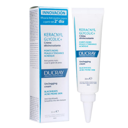 La crema desincrustante Keracnyl Glycolic+ es un producto de belleza que se utiliza para mantener la piel limpia y libre de impurezas.
