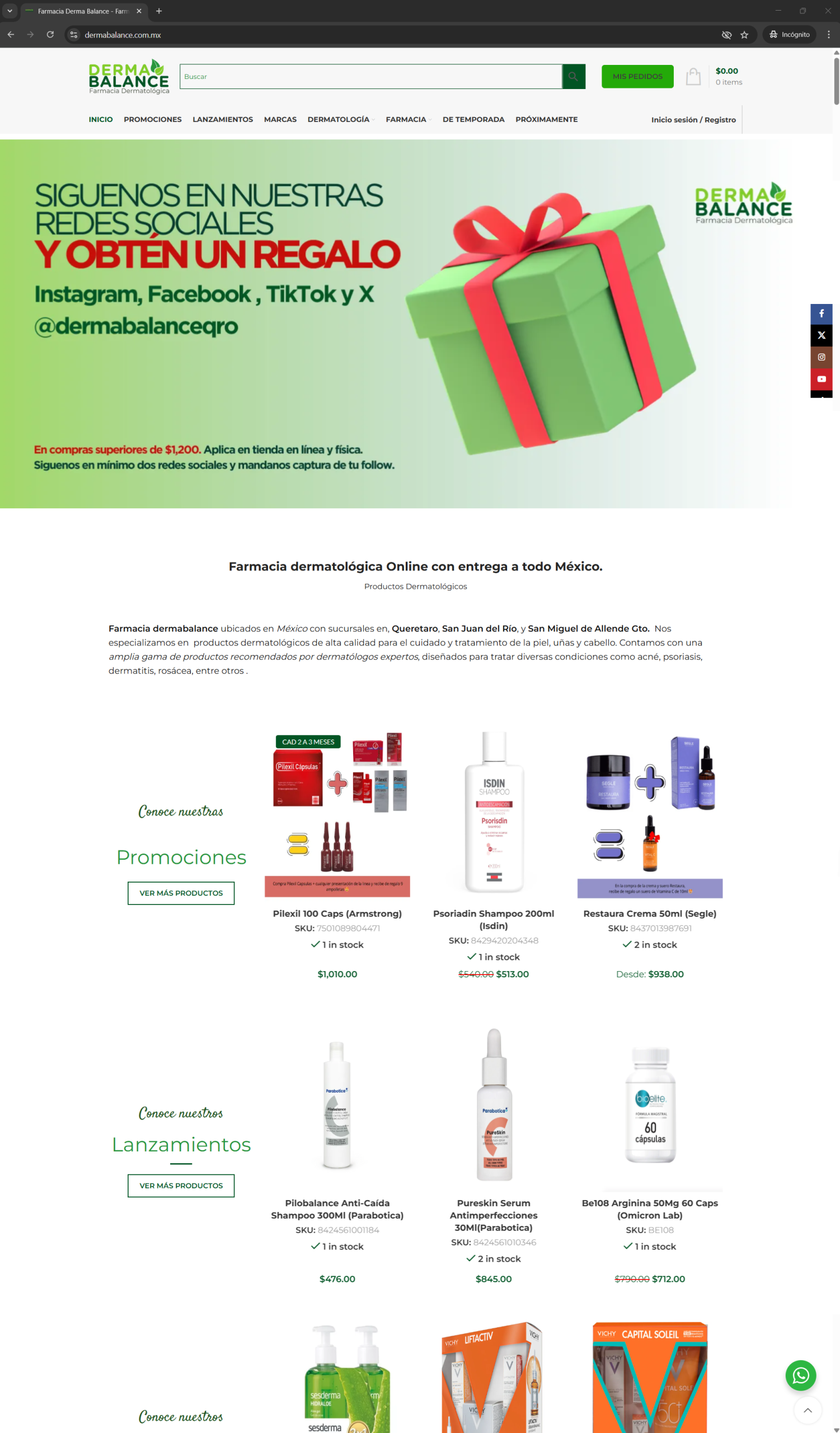 Farmacia dermatológica en línea en México