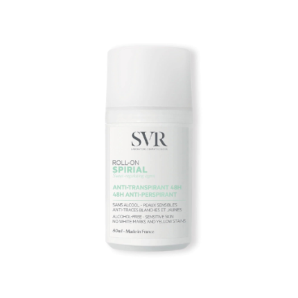 Spirial Roll On (SVR) es un desodorante antitranspirante de alta tolerancia diseñado para ofrecer una protección intensa y duradera contra la sudoración excesiva, incluso en las pieles más sensibles.